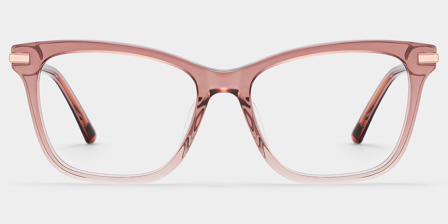 Eliot Clear Pink Rectangle Mixed Frame Glasses for Women | ZEELOOL0