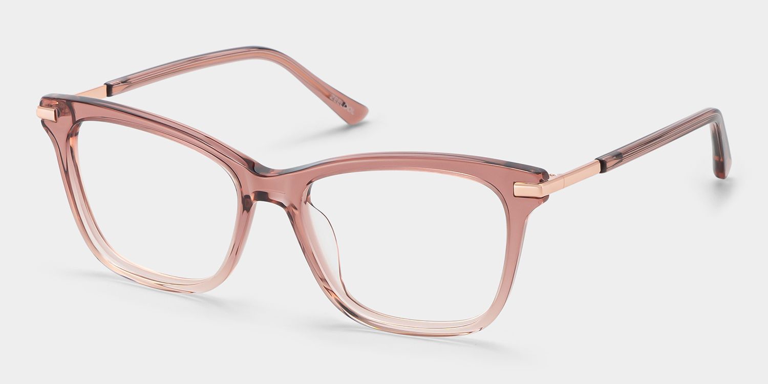 Eliot Clear Pink Rectangle Mixed Frame Glasses for Women | ZEELOOL2