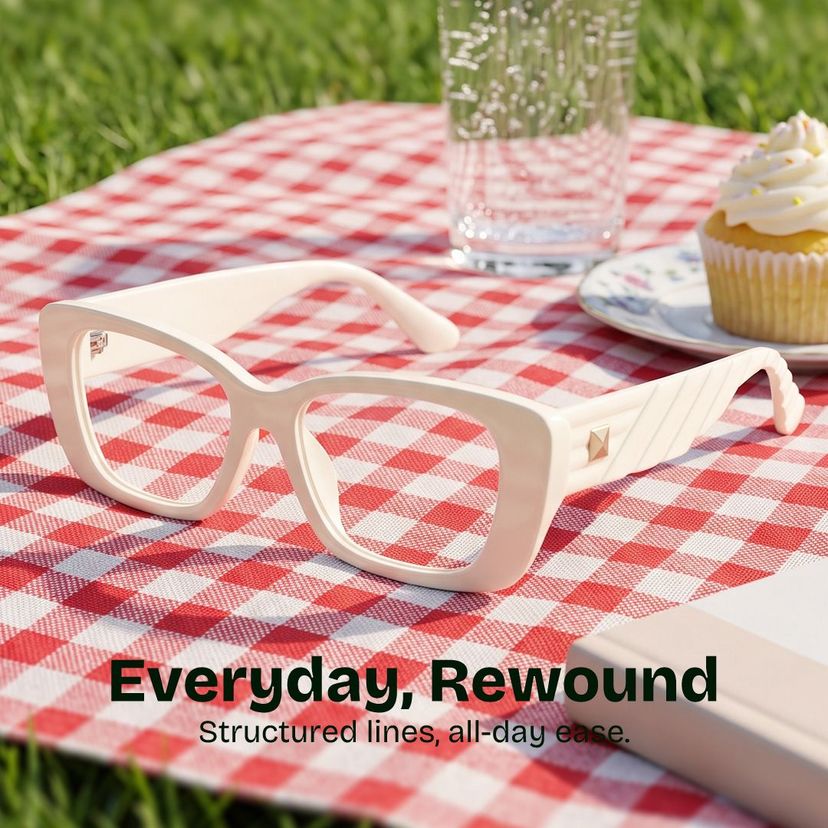 Hannah White Rectangle Glasses