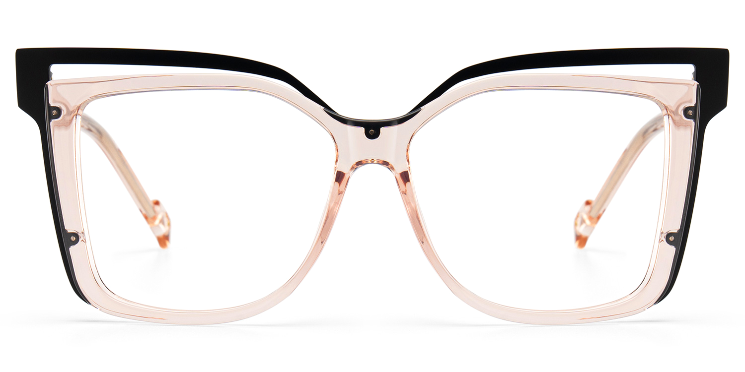 Twolla Square Beige Glasses and Black Edge Frame | ZEELOOL