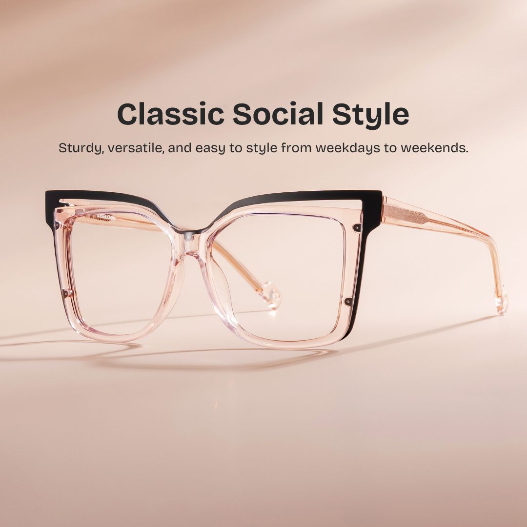 Twolla Square Beige Glasses and Black Edge Frame | ZEELOOL0