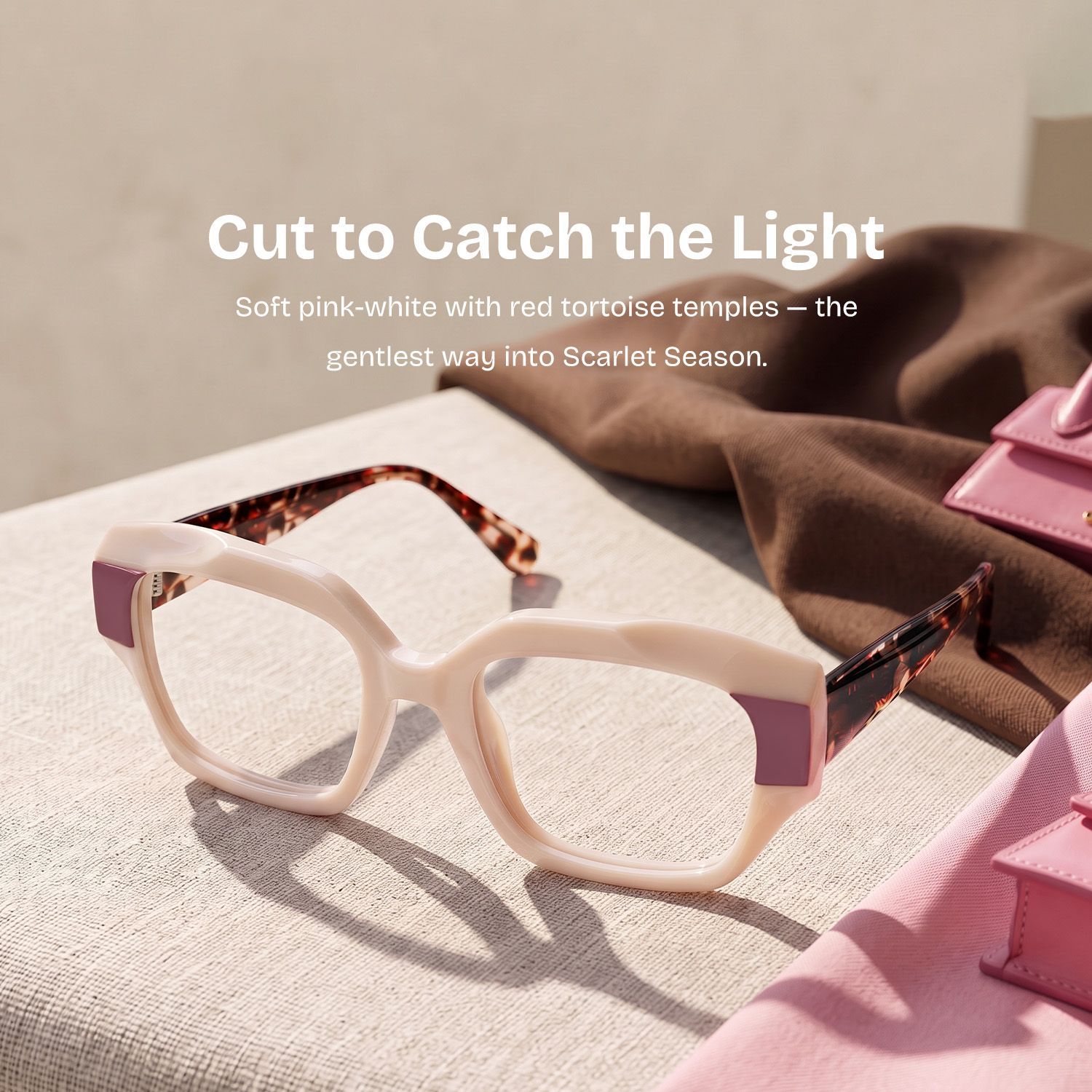 Sonnet Pink Square Glasses | ZEELOOL0