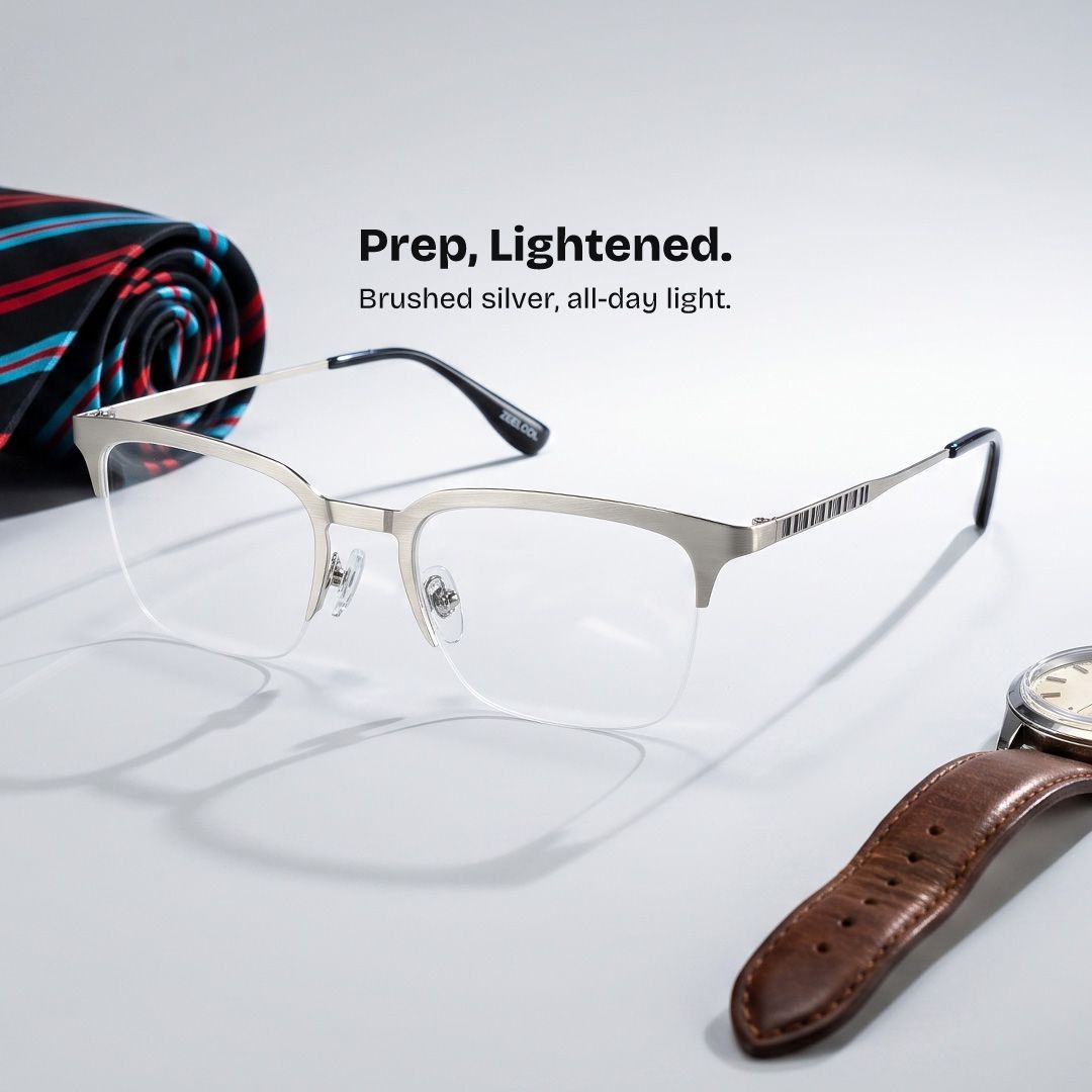 Peyton Browline Glasses Frames in Silver Color | ZEELOOL0
