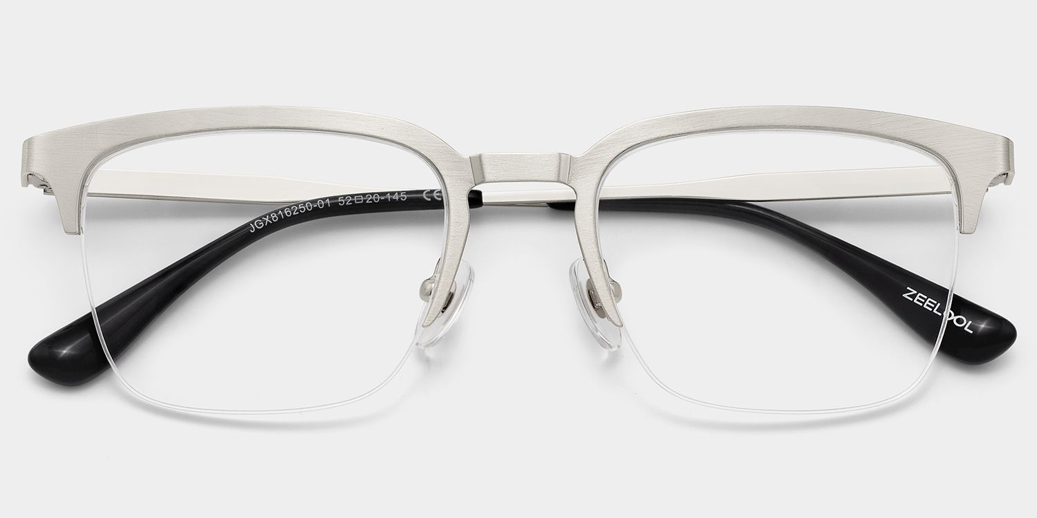 Peyton Browline Glasses Frames in Silver Color | ZEELOOL2