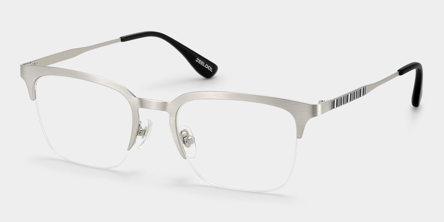 Peyton Browline Glasses Frames in Silver Color | ZEELOOL3