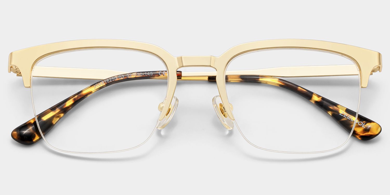 Peyton Gold Browline Frame Glasses for Men | ZEELOOL2