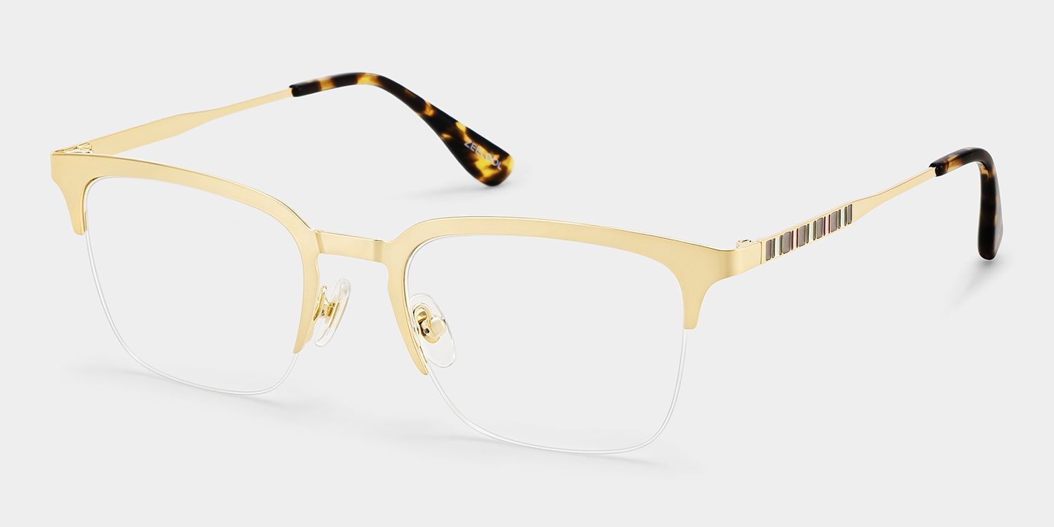 Peyton Gold Browline Frame Glasses for Men | ZEELOOL3