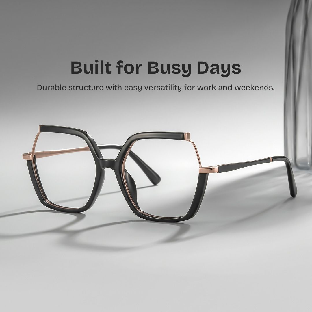 Alexia Mixed-Materials Square Black Frame Glasses | Zeelool0