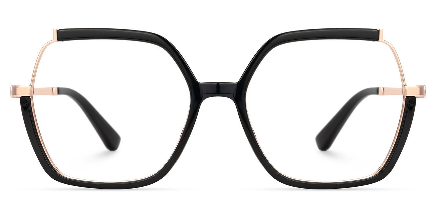 Alexia Mixed-Materials Square Black Frame Glasses | Zeelool1