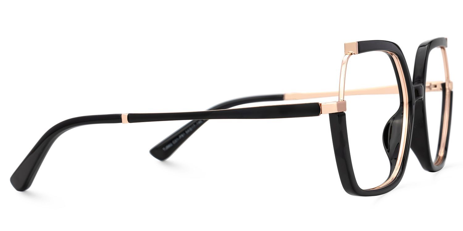 Alexia Mixed-Materials Square Black Frame Glasses | Zeelool3