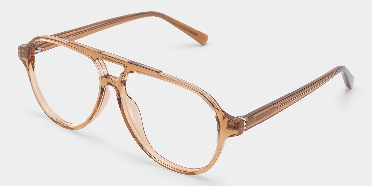 Drew Tan Clear Brown Aviator Glasses for the Female | ZEELOOL3