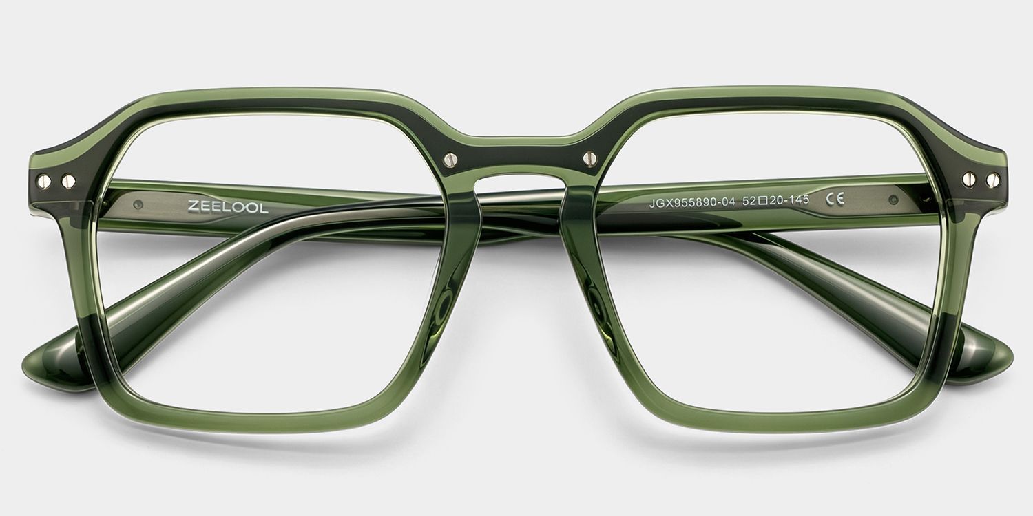 Brendan Green Geometric Mixed Frame Glasses | ZEELOOL2