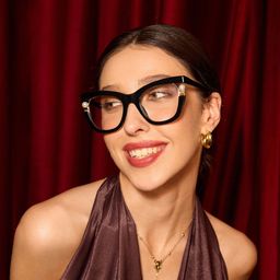Pearl Cateye Black Glasses1