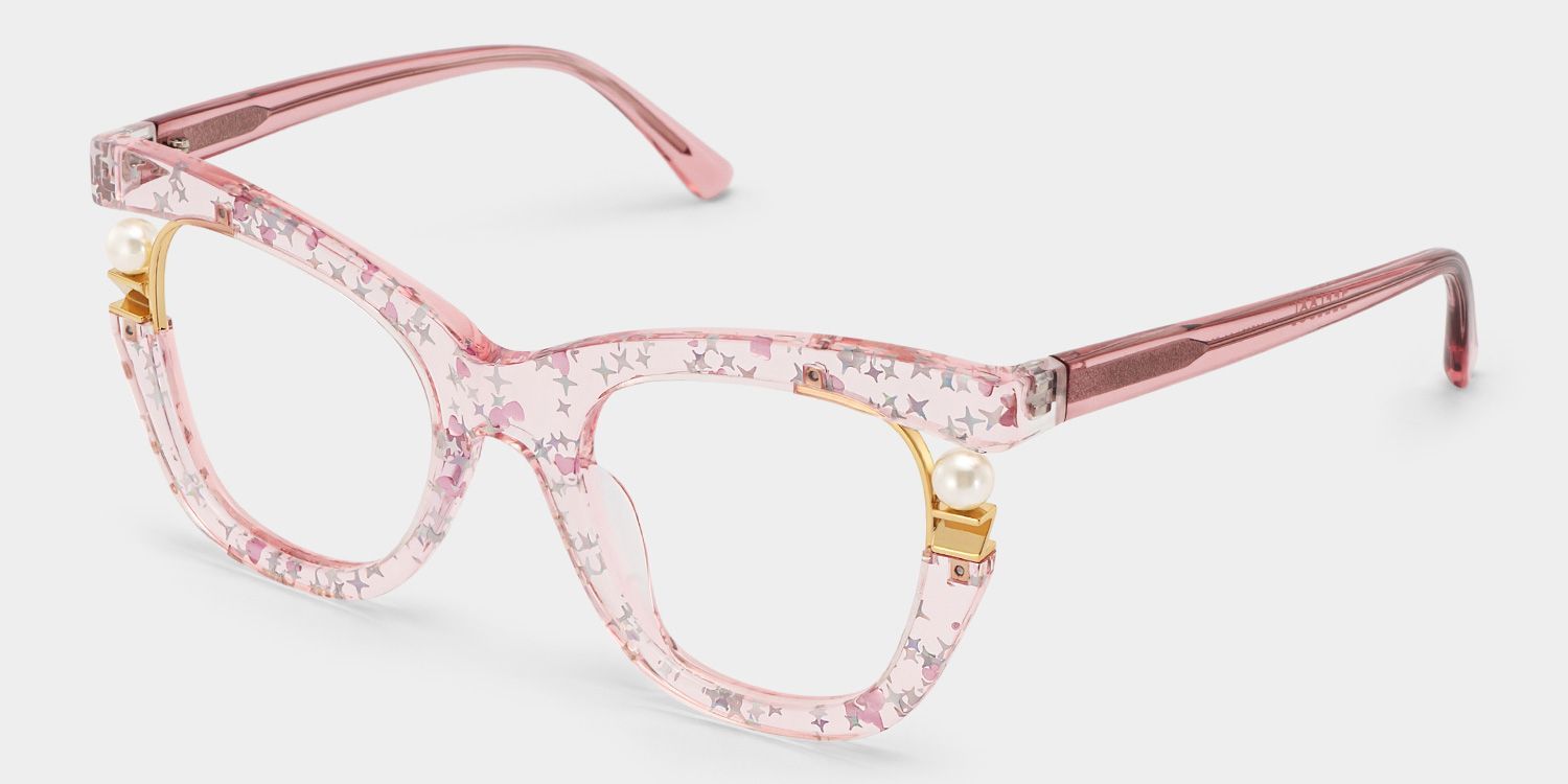 Transparent Pink Glasses with Pearl and Glitter Stars4