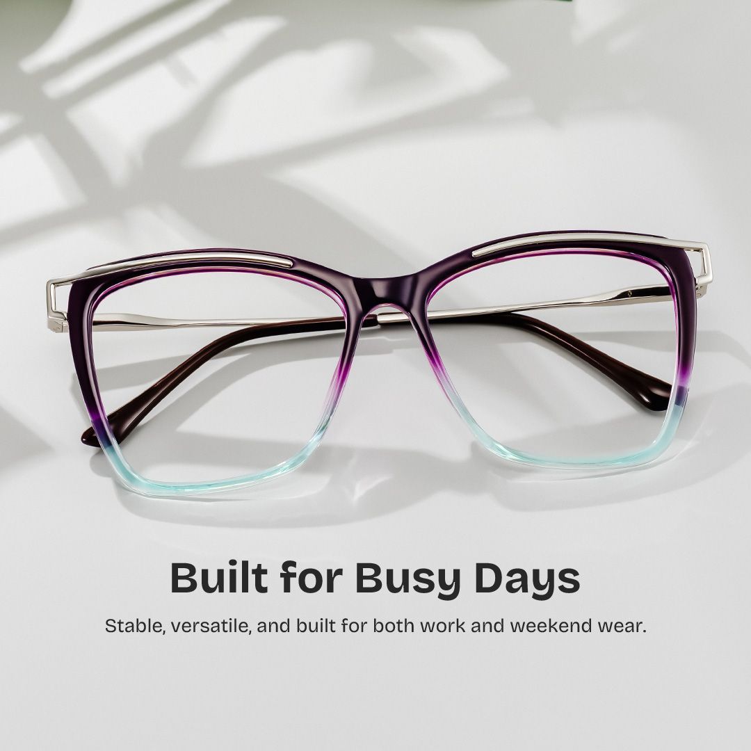 Square Krystle Purple-Blue Eyeglass Frame | ZEELOOL0