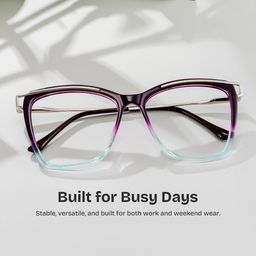 Krystle Square Purple-Blue Glasses0