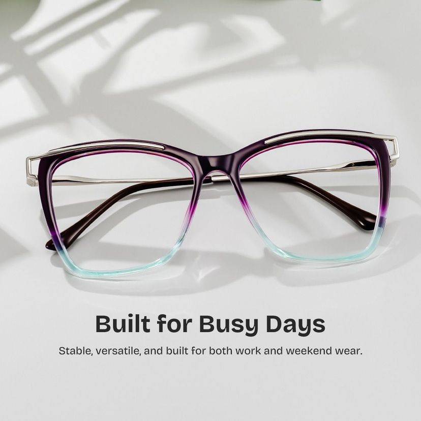 Krystle Square Purple-Blue Glasses