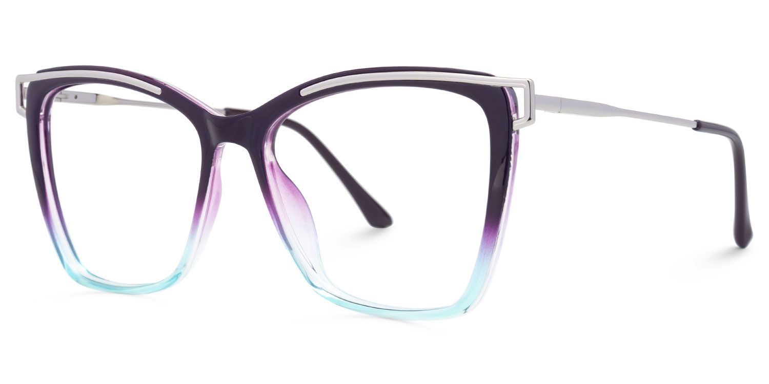 Square Krystle Purple-Blue Eyeglass Frame | ZEELOOL2