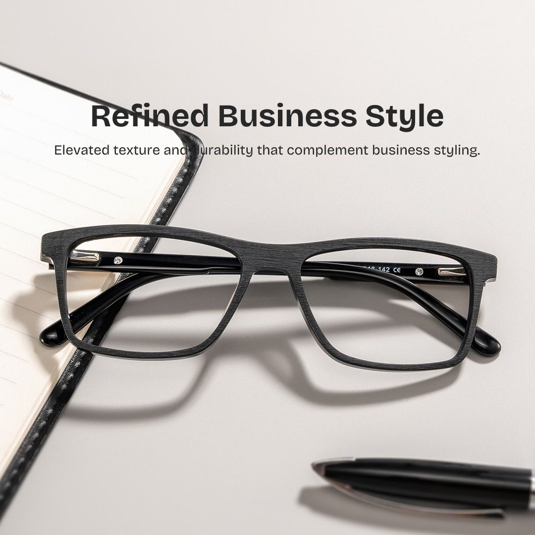 Daniel Rectangle Black Glasses | Zeelool Glasses0