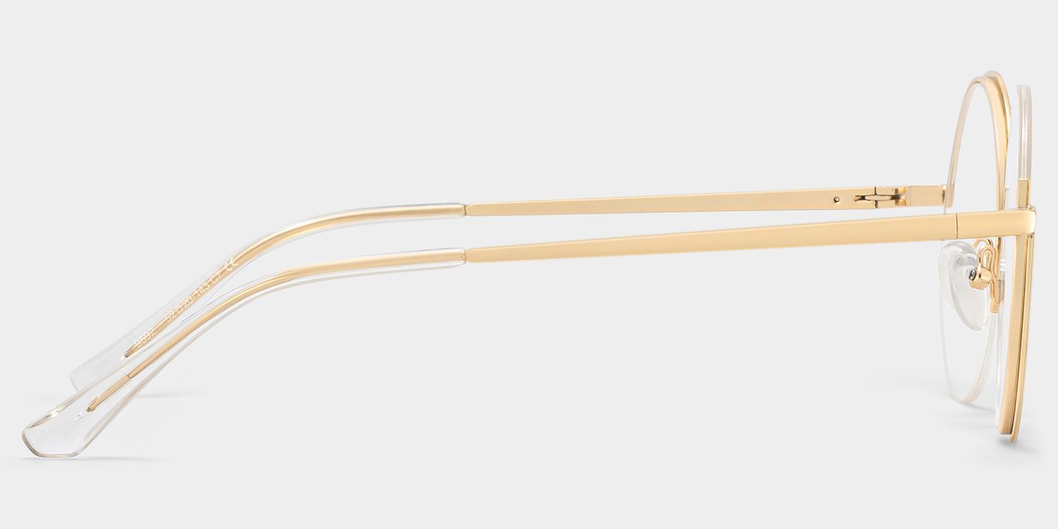 Flozif Gold Metal Round Wire Frame Glasses | ZEELOOL3