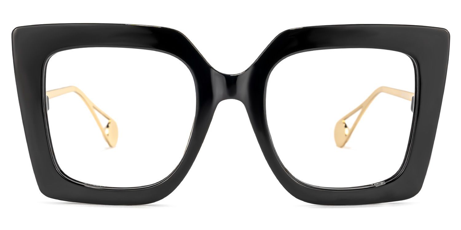 Qatar Square Black Eyeglasses and Wide Frames1
