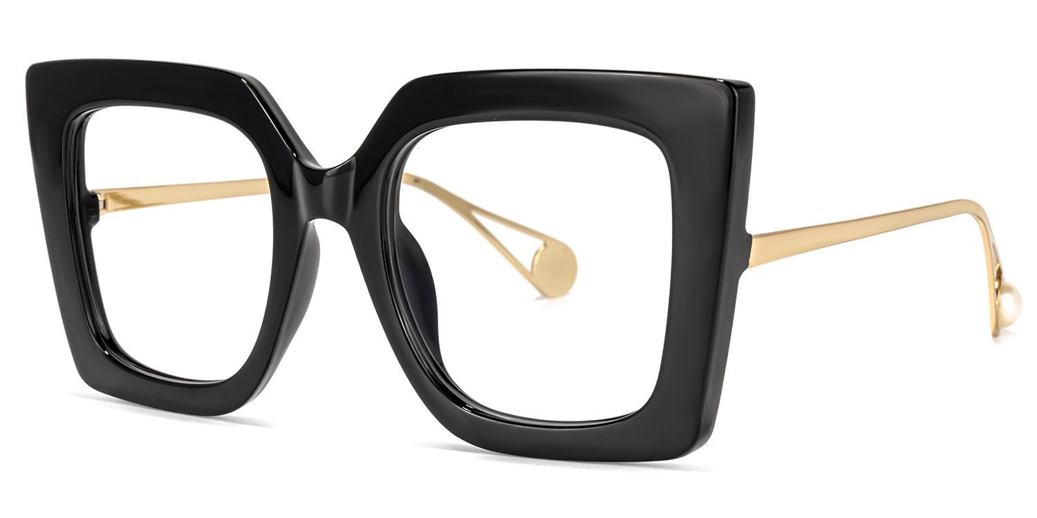 Qatar Square Black Eyeglasses and Wide Frames2