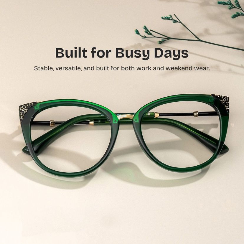 Dalton Cat Eye Dark Green Glasses