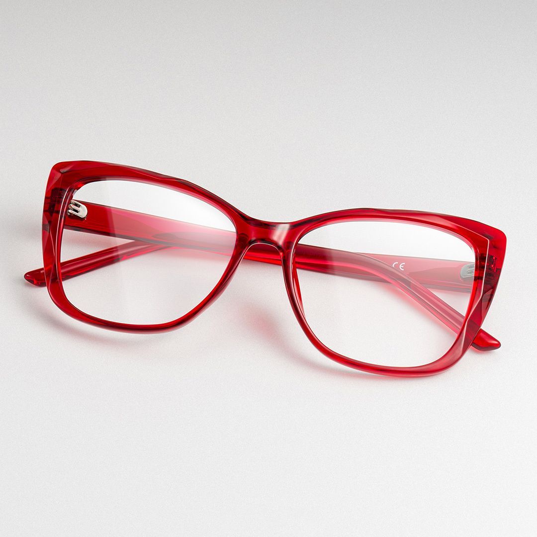 Farris Red Cat-Eye Frame Glasses for Women | ZEELOOL0