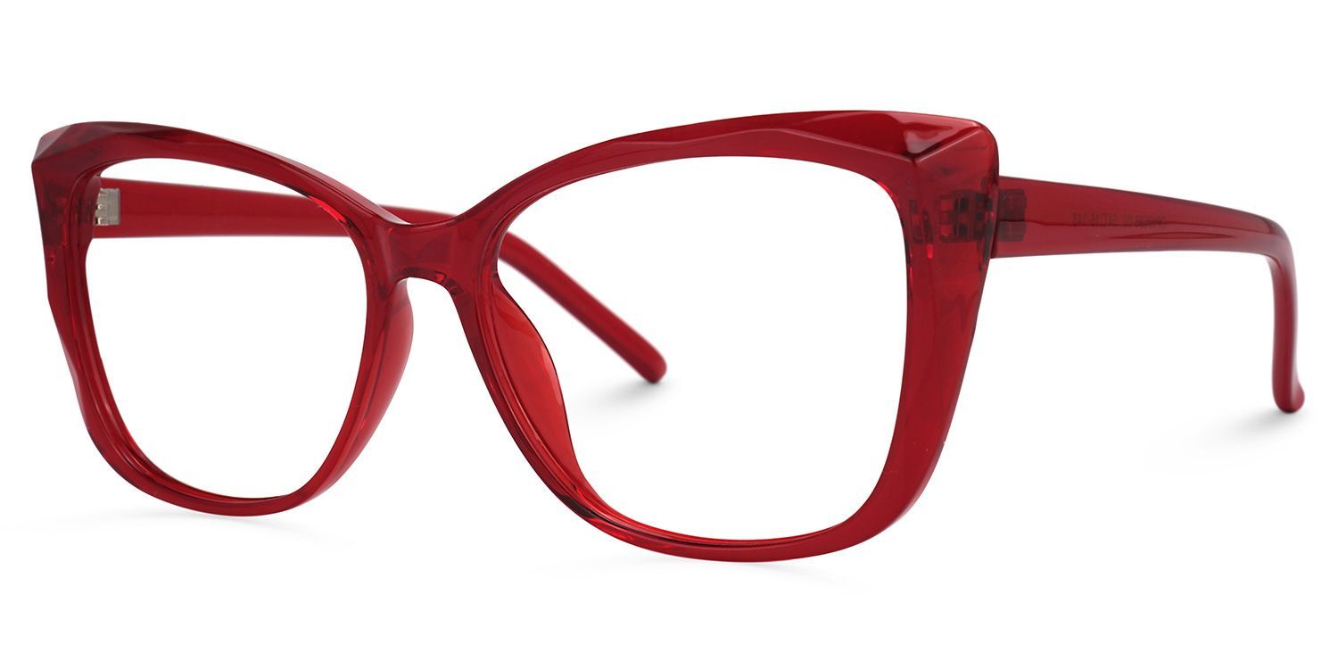 Farris Red Cat-Eye Frame Glasses for Women | ZEELOOL2
