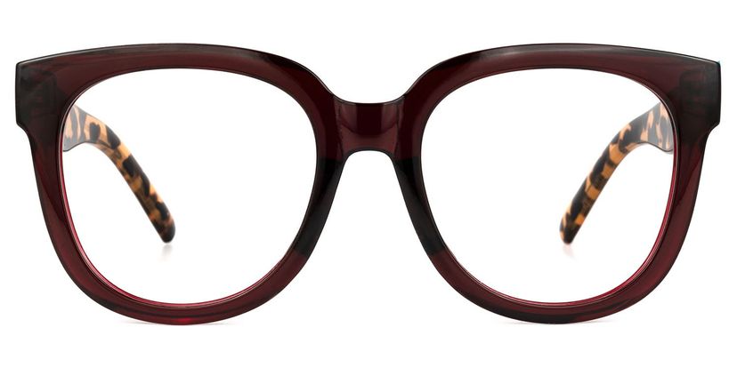 Harrell Square Dark-Red Glasses