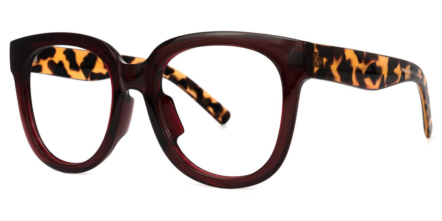 Harrell Square Eyeglasses with Dark-Red Frame1