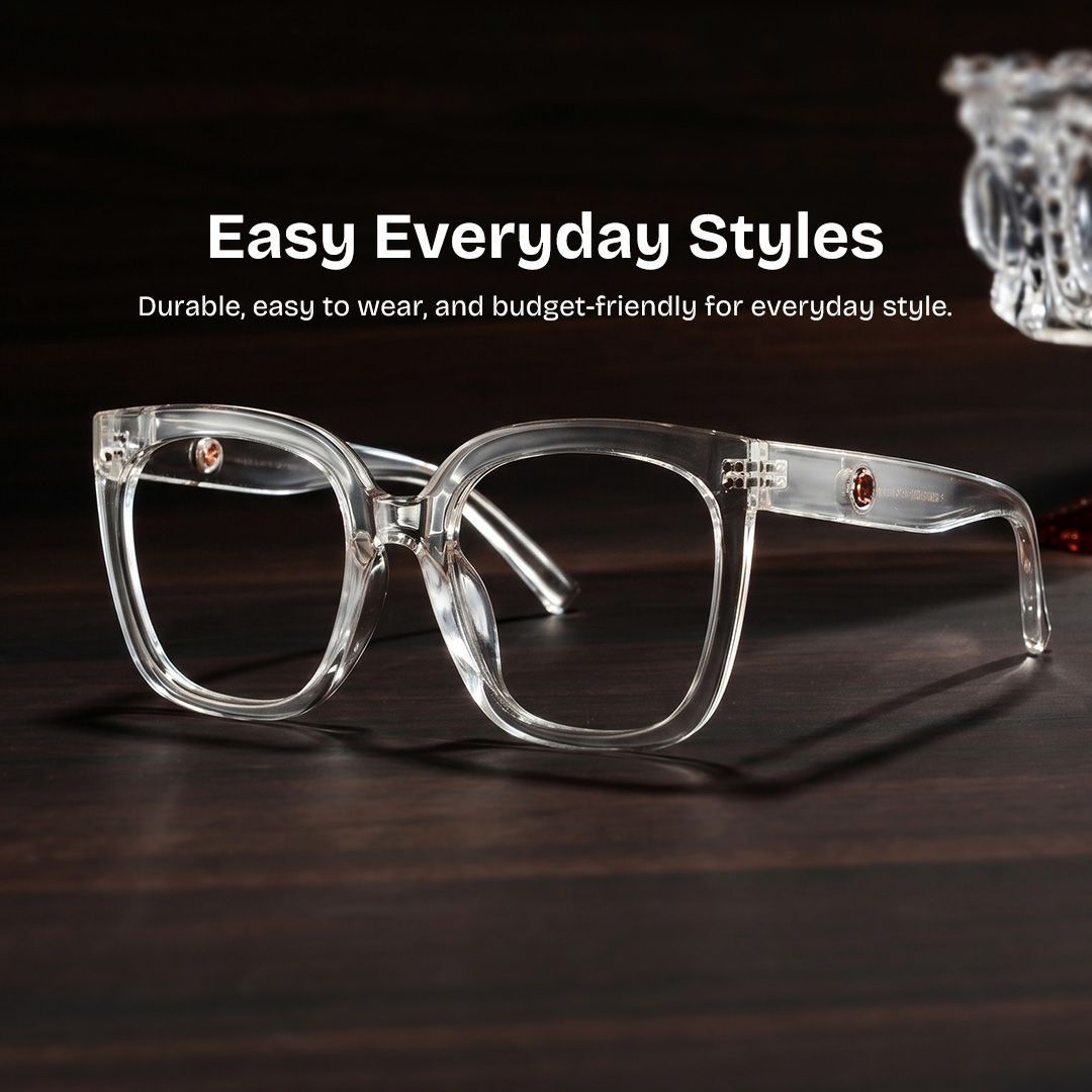 Ebony Square Clear Clear Frame Glasses | Zeelool0