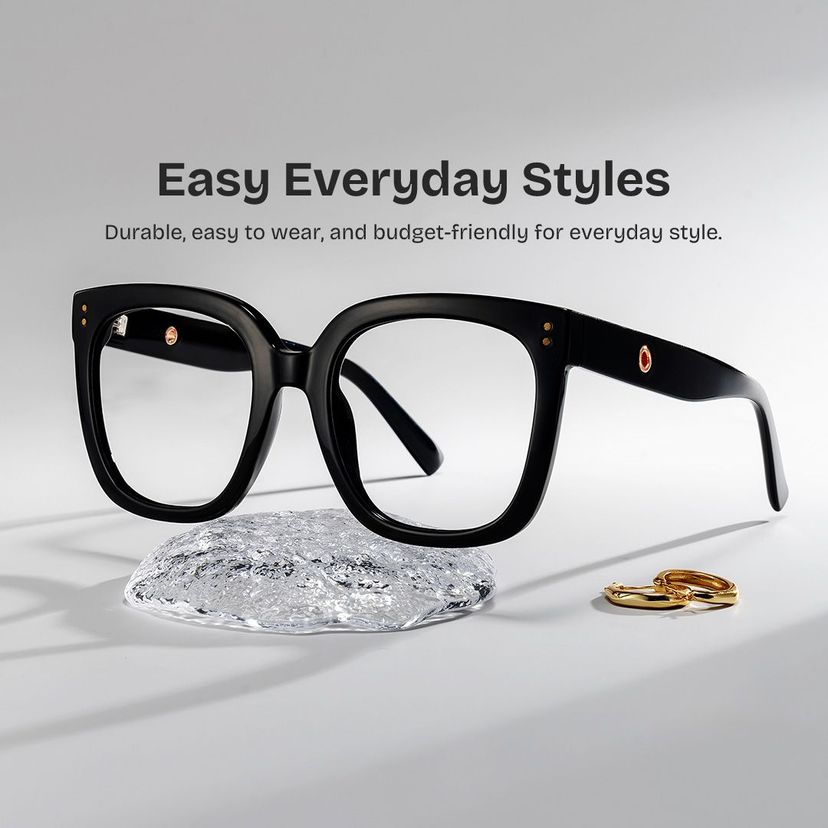 Ebony Black Square Glasses