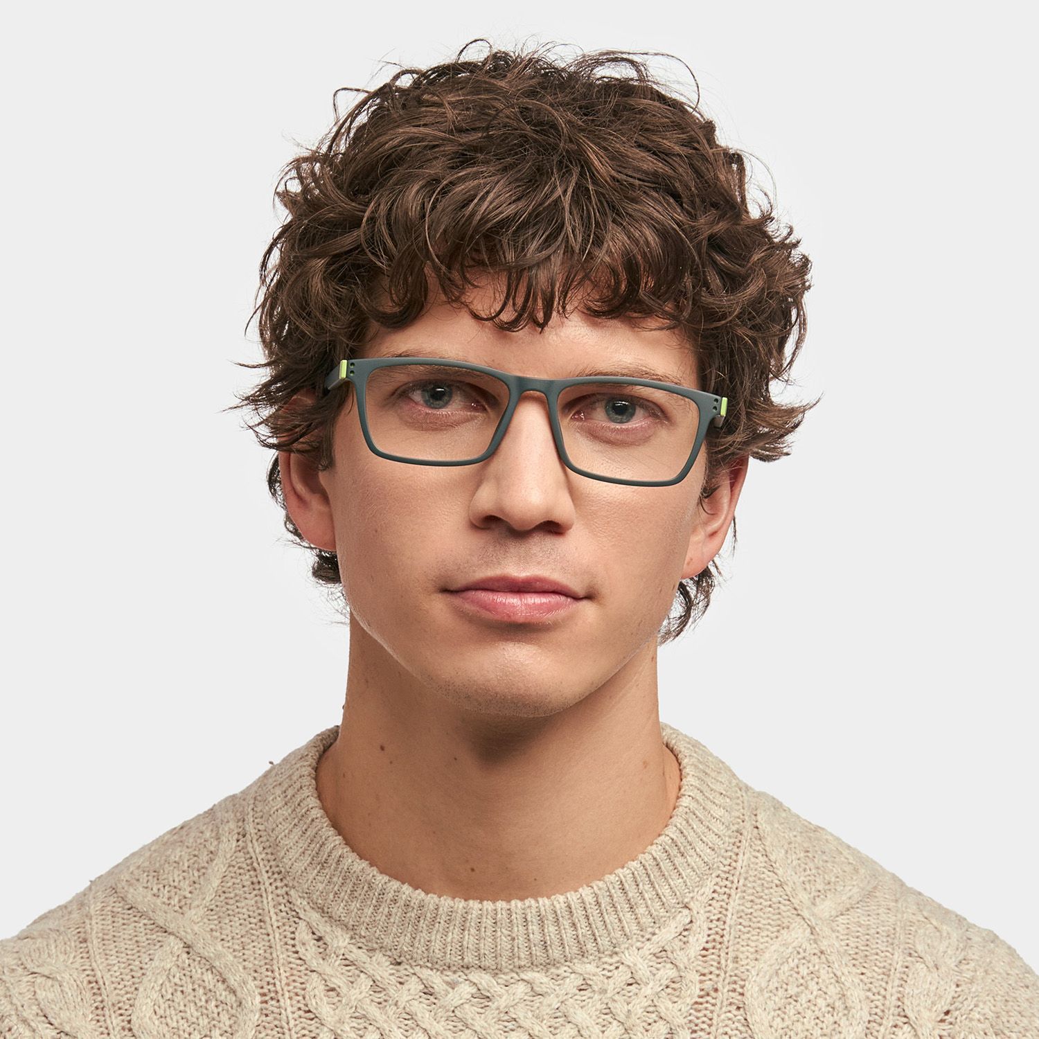 Cheche Rectangle Eyeglasses with Dark Green Frames0