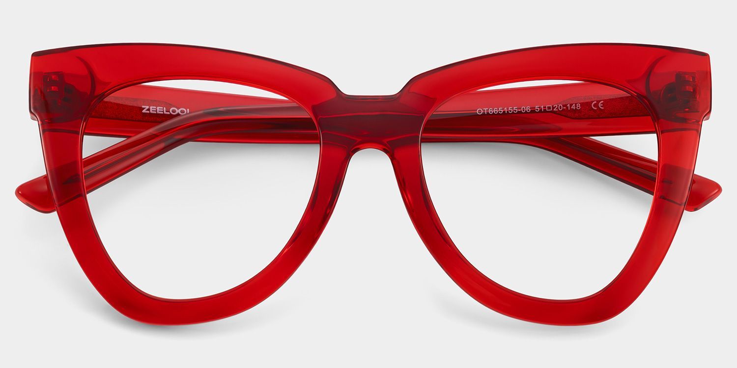 Yaser Cat-eye Red Eyeglasses and Acetate Frames | ZEELOOL2