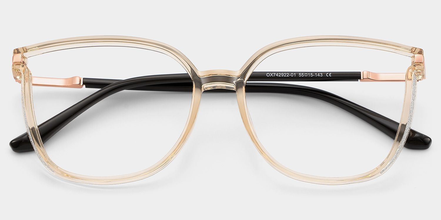 Annalisa Square Beige Thin Frame Glasses | Zeelool2