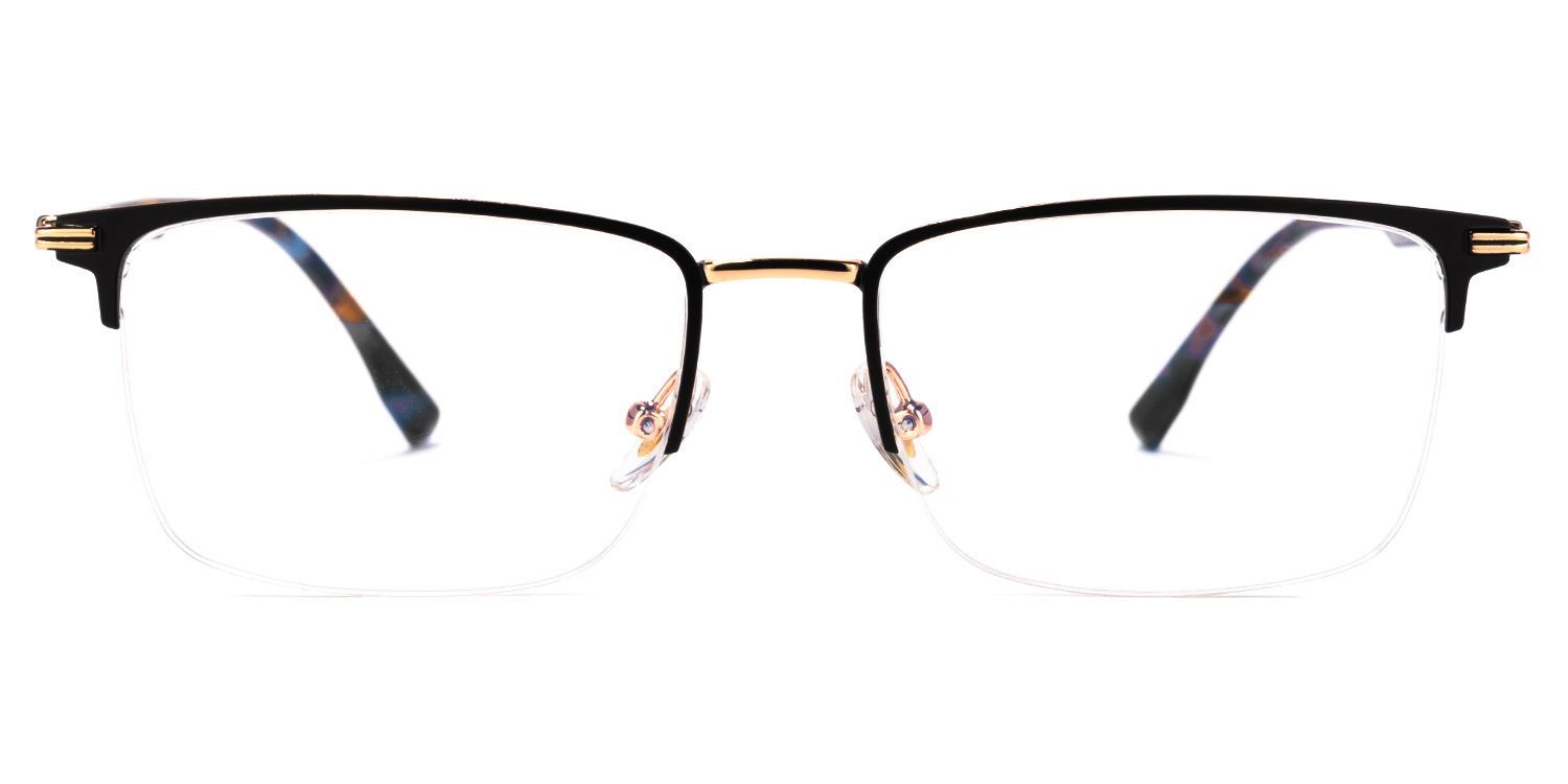 Simms Square Black Glasses with Semi-Rimless | ZEELOOL0
