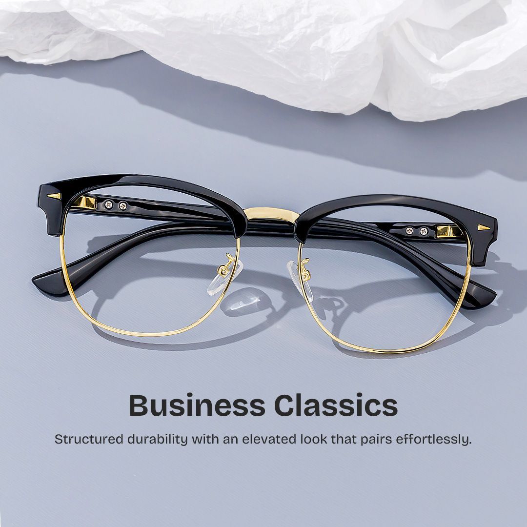 Lasha Browline Black Eyeglasses with Oval Frame | ZEELOOL0