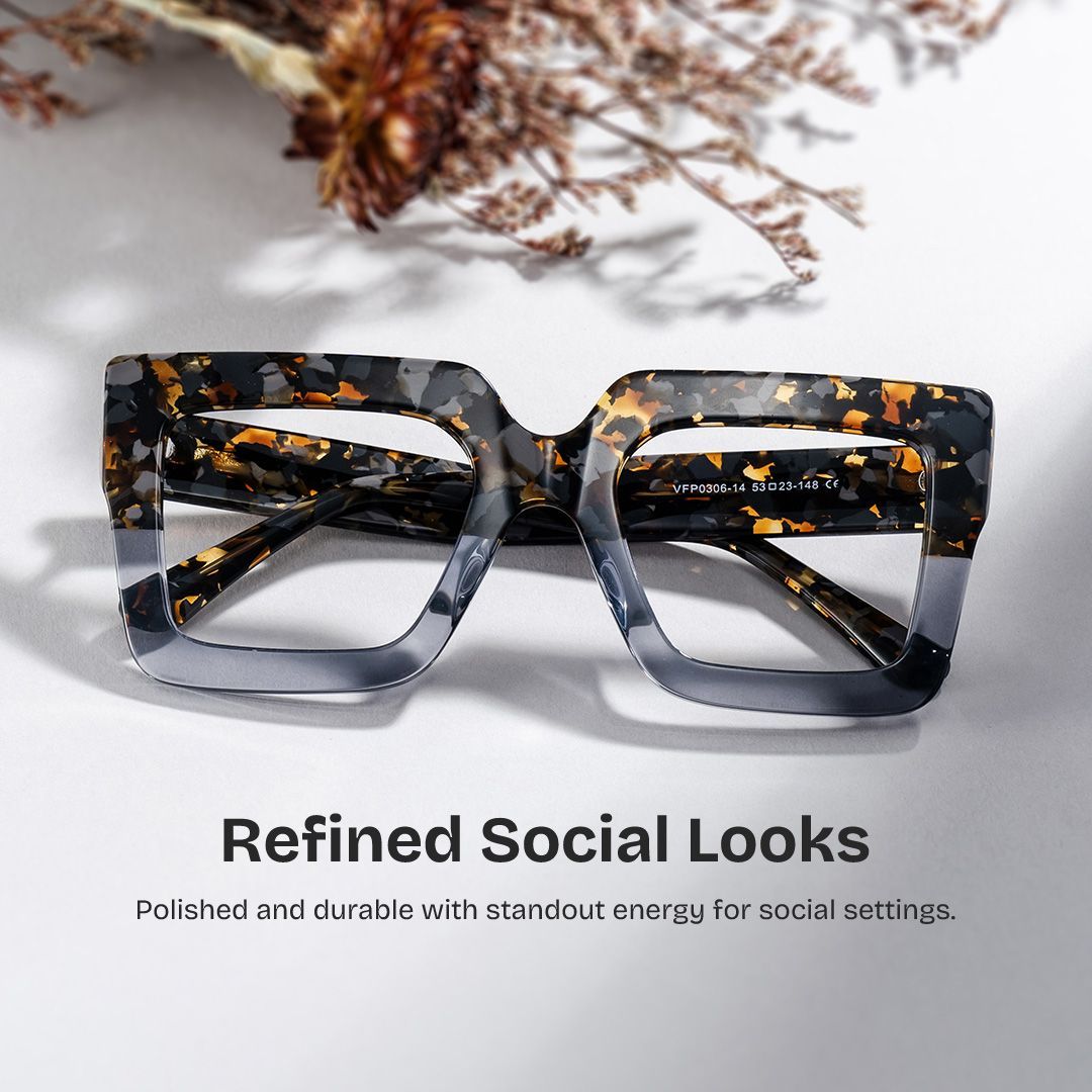 Brandon Square Gray Glasses with Two-Tone Frames | ZEELOOL