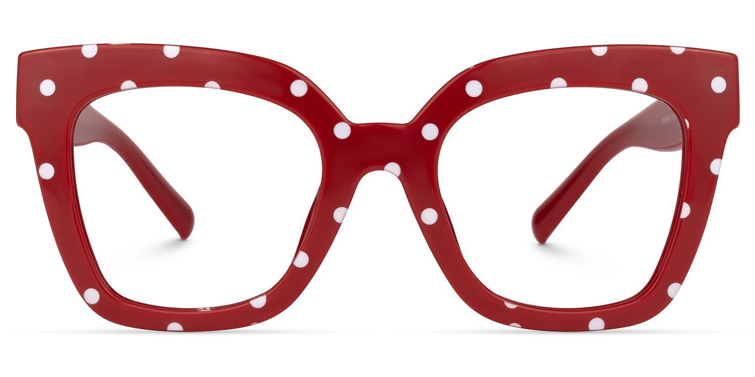 Malcolm Square Red Polka Dot Frame Gglasses | Zeelool0