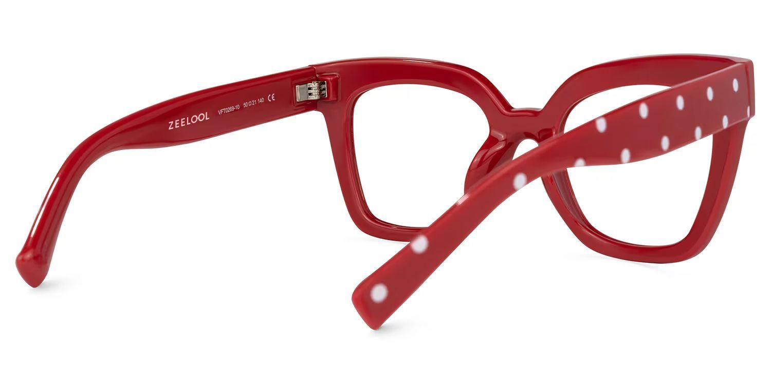 Malcolm Square Red Polka Dot Frame Gglasses | Zeelool3