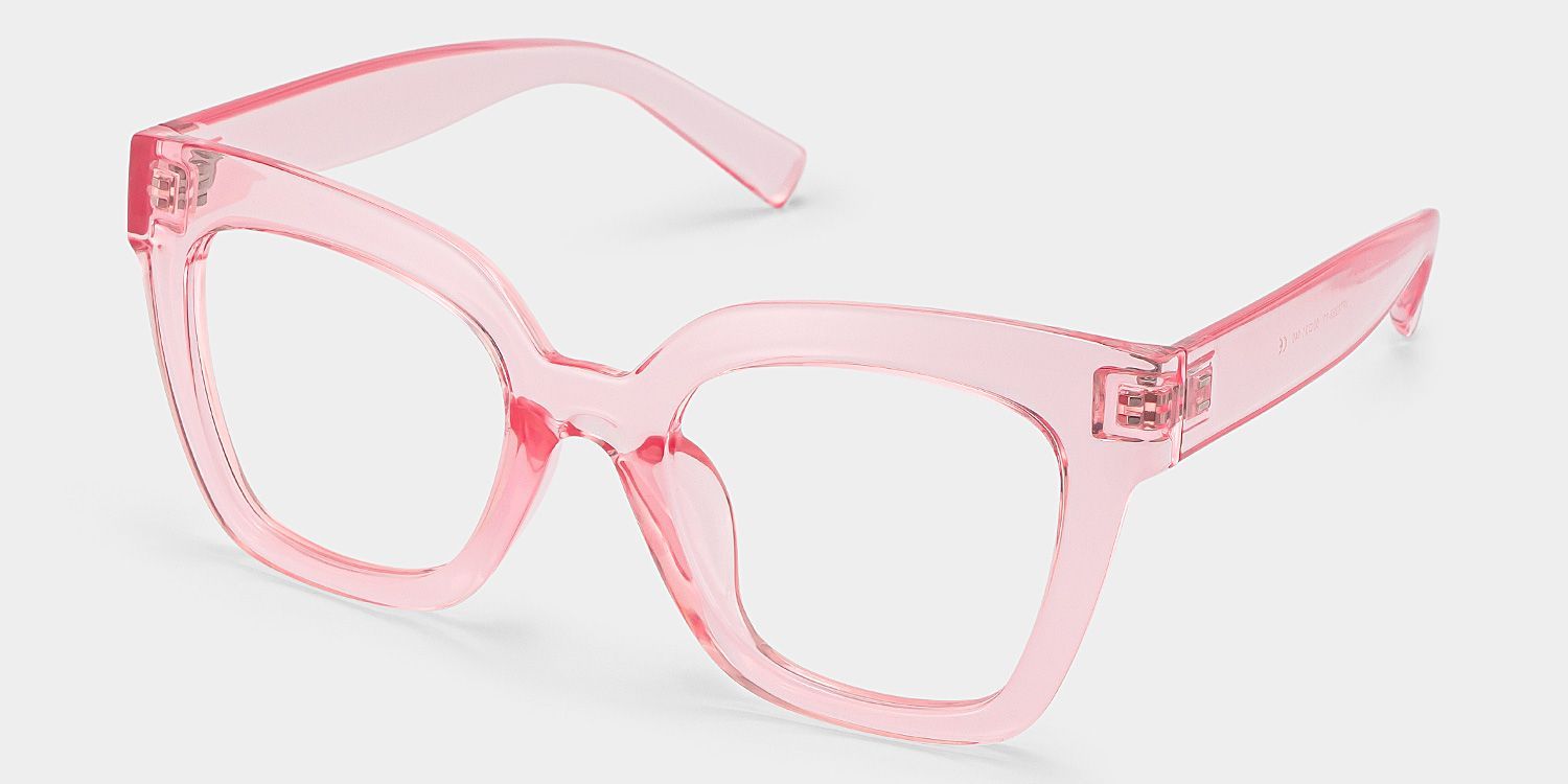 Malcolm Pink Translucent Glasses with Square Frames2