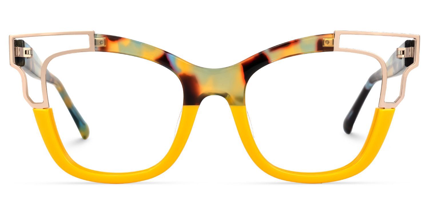 Rhoden Yellow Cateye Frame Glasses for Women | ZEELOOL2