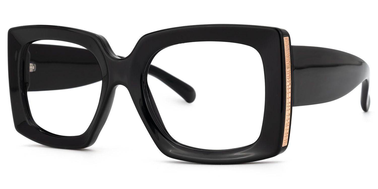 Borislav - Oversized Black Rectangle Glasses | Zeelool CA1