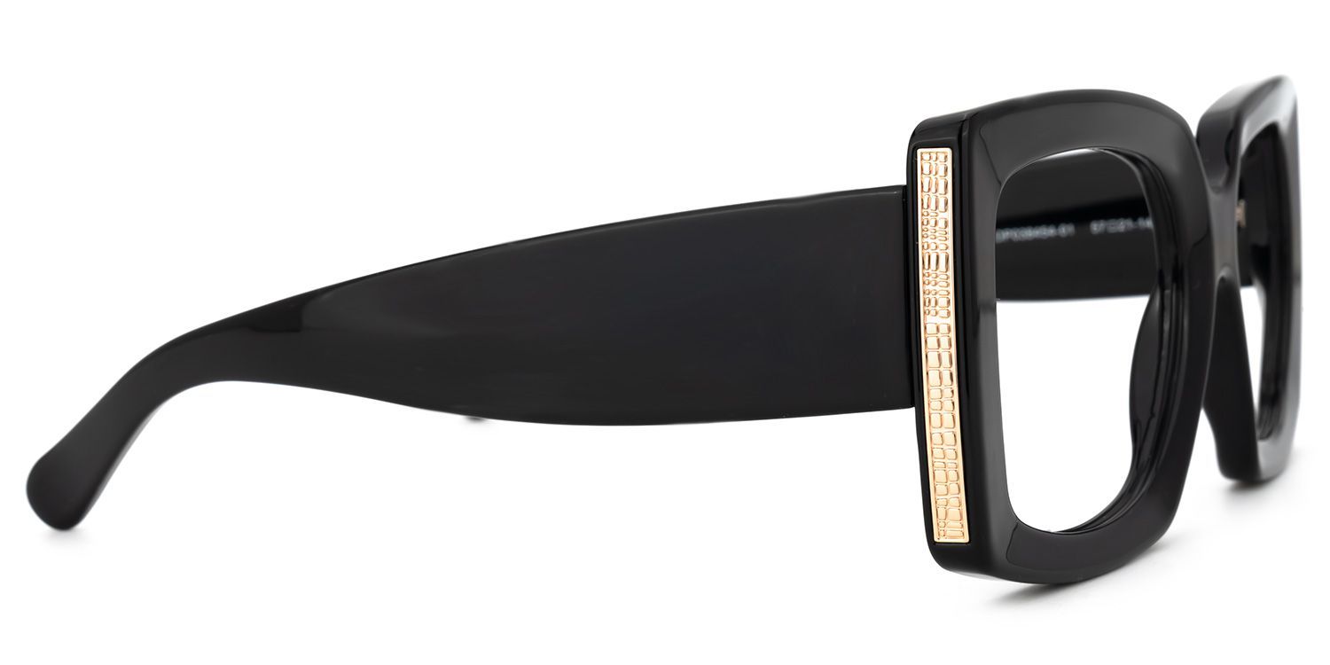 Borislav - Oversized Black Rectangle Glasses | Zeelool CA3