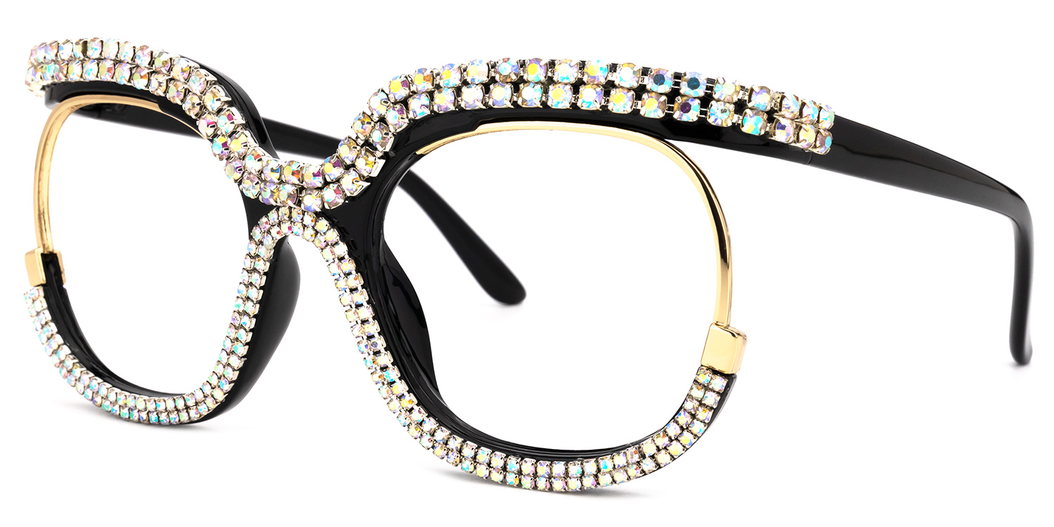 Veasley Square Multicolor Rhinestone Studded Glasses1