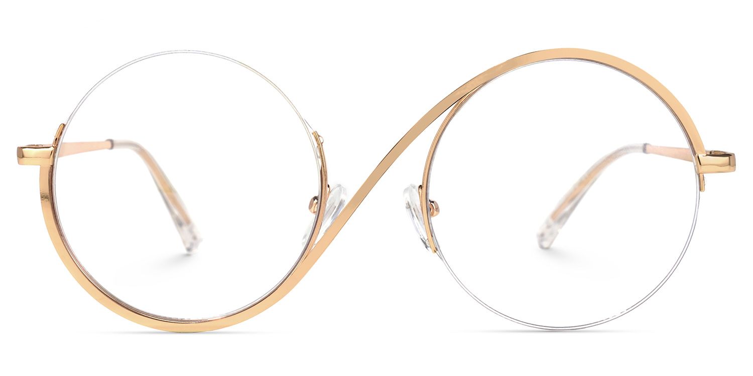 Flozif Gold Metal Circle Wire Frame Glasses | ZEELOOL Canada0