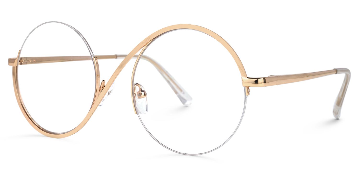 Flozif Gold Metal Circle Wire Frame Glasses | ZEELOOL Canada1