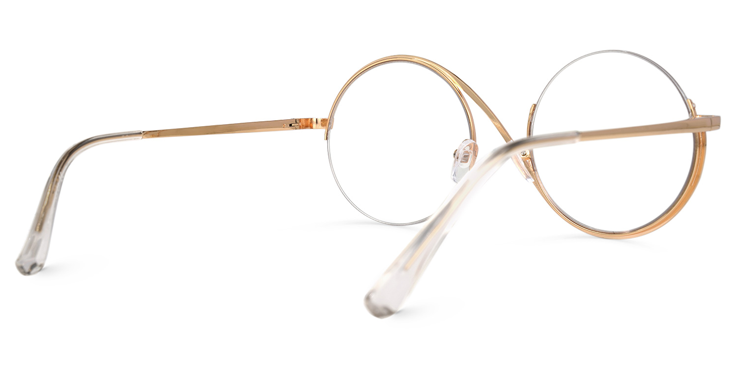 Flozif Gold Metal Circle Wire Frame Glasses | ZEELOOL Canada3